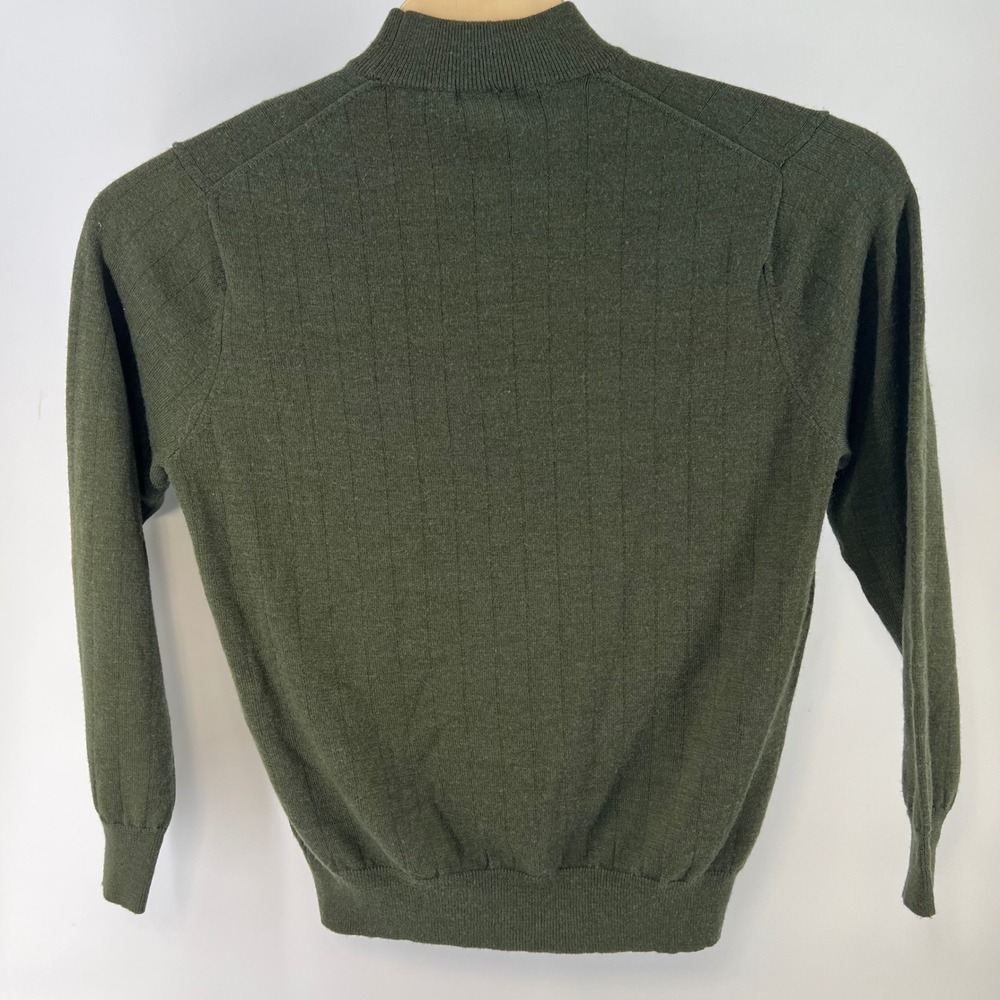 Spring + Mercer Mens XL Olive Green Merino Wool Blend Ribbed Mock Neck Sweater - Picture 3 of 8